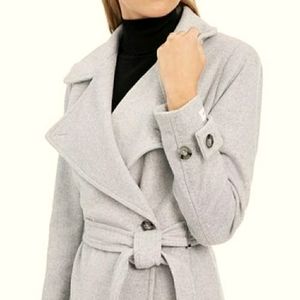 Wool Blend Light Grey Belted Coat